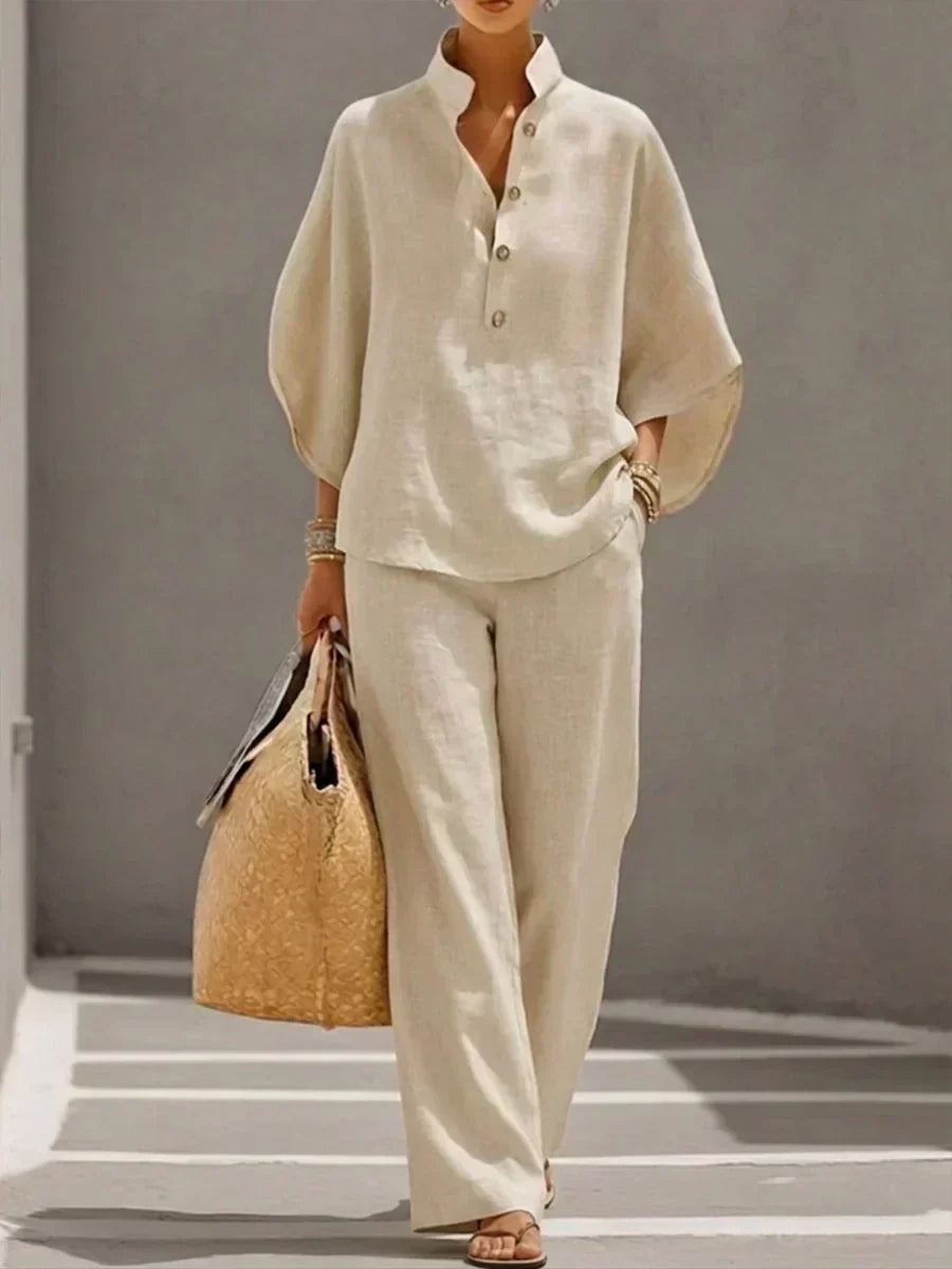Maribel · Conjunto con mangas murciélago y pantalón ancho