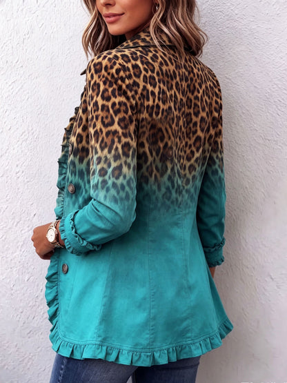 Mercedes · Chaqueta blazer de leopardo degradada con volantes