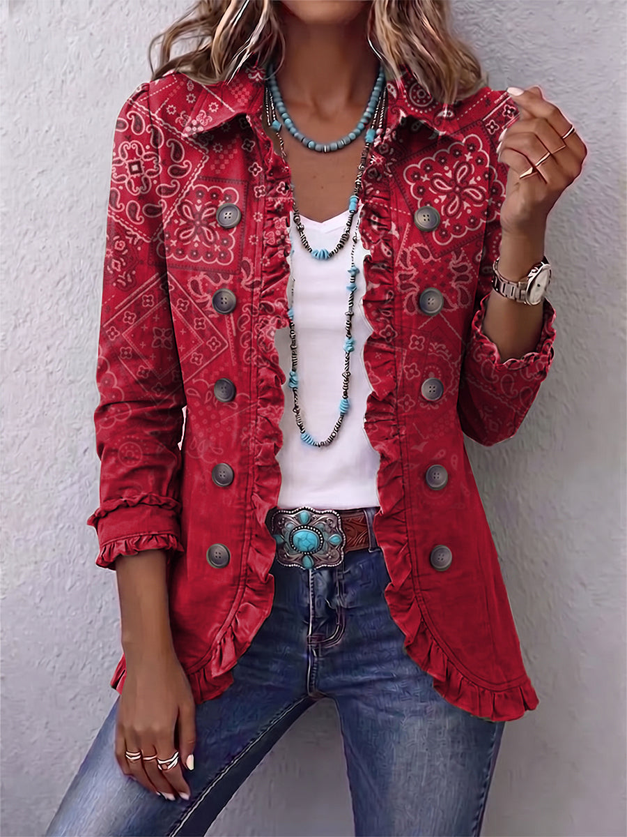 Clotilde · Chaqueta cachemir degradado con volantes