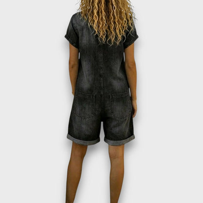 Joan | Peto corto de algodón con efecto denim