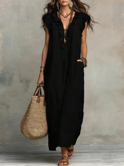 Camelia · Vestido Largo Bohemio — Negro