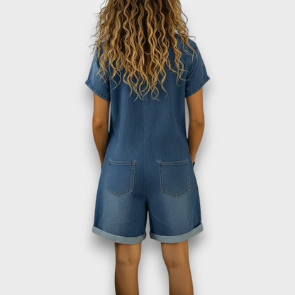 Joan | Peto corto de algodón con efecto denim