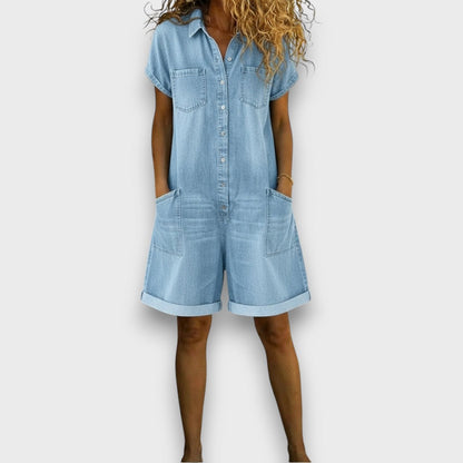 Joan | Peto corto de algodón con efecto denim
