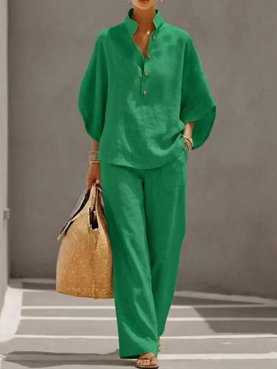 Maribel · Conjunto con mangas murciélago y pantalón ancho