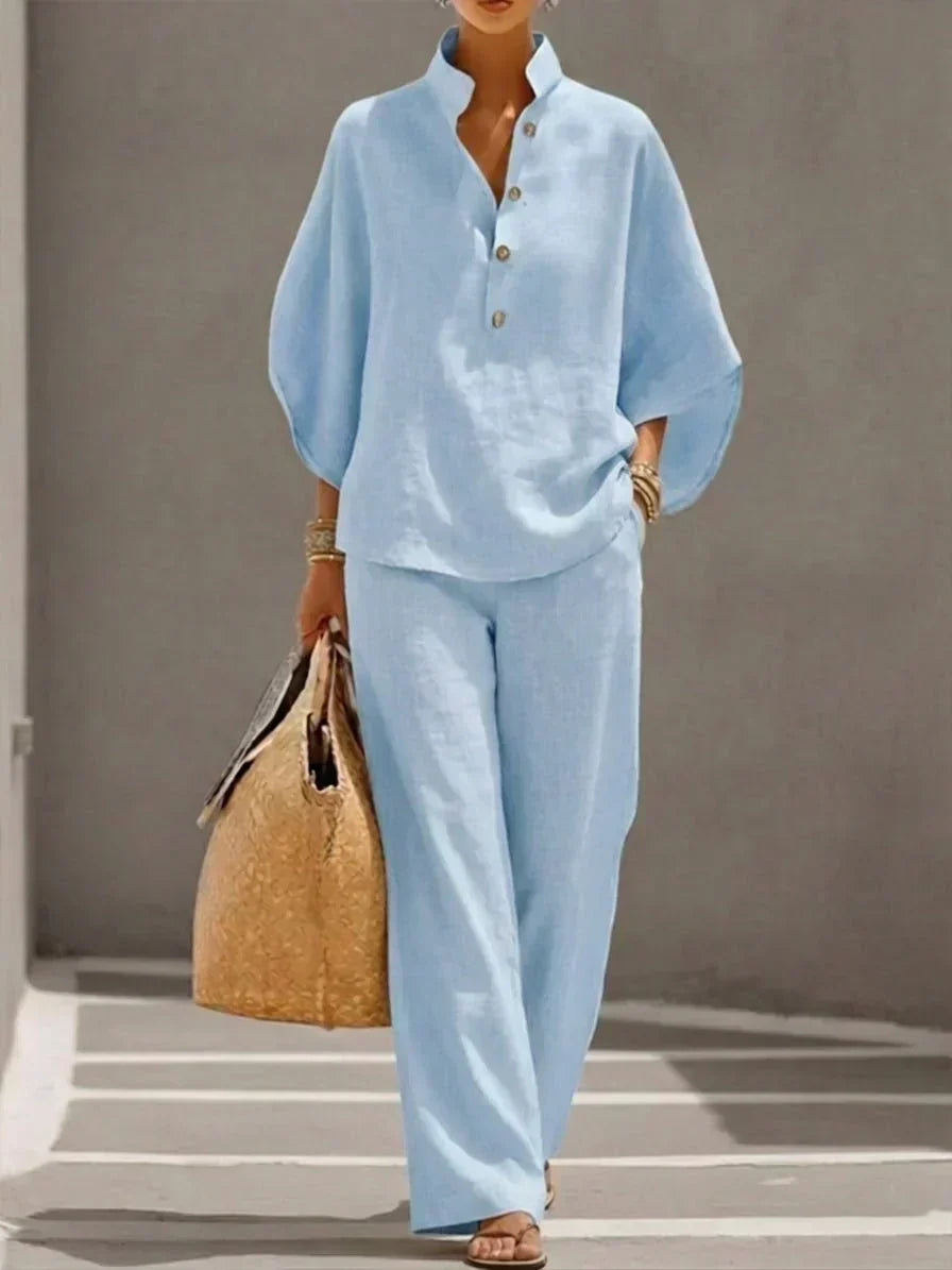 Maribel · Conjunto con mangas murciélago y pantalón ancho
