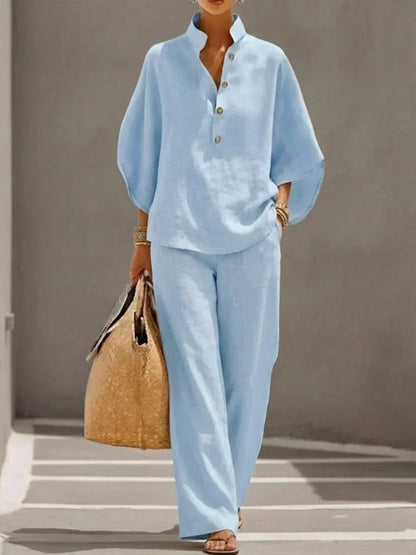 Maribel · Conjunto con mangas murciélago y pantalón ancho