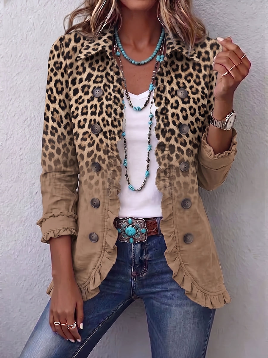 Ángeles · Chaqueta de leopardo degradada con volantes