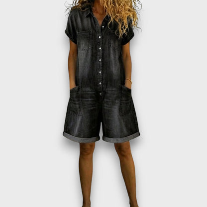 Joan | Peto corto de algodón con efecto denim