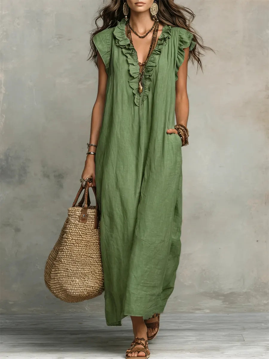 Camelia · Vestido Largo Bohemio — Verde
