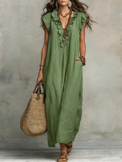 Camelia · Vestido Largo Bohemio — Verde