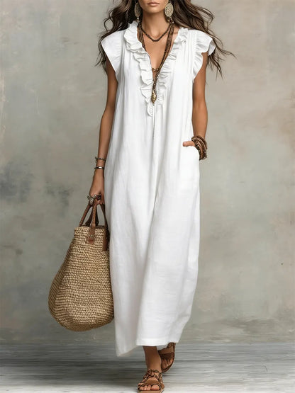 Camelia · Vestido Largo Bohemio — Blanco