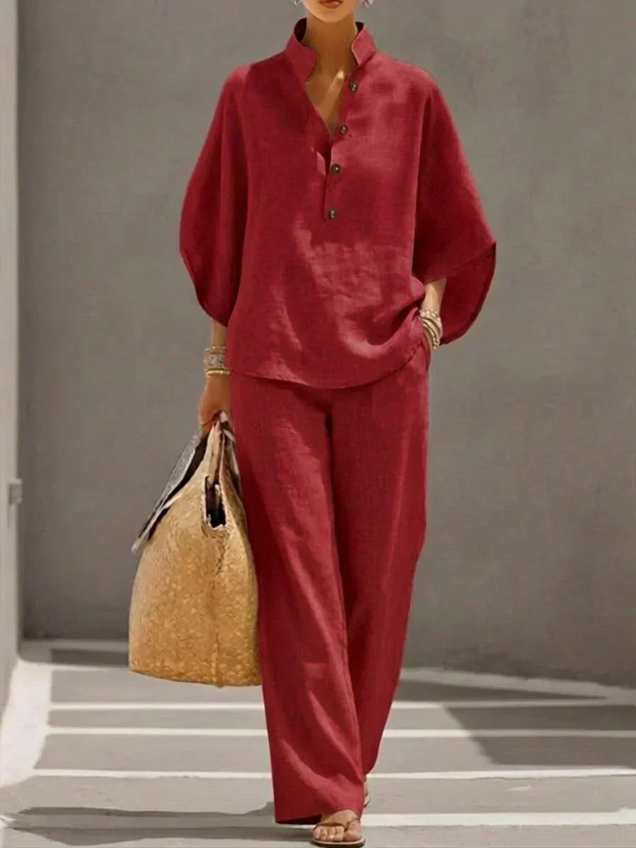 Maribel · Conjunto con mangas murciélago y pantalón ancho