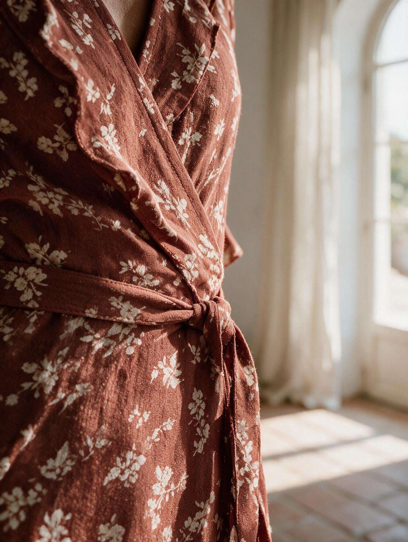 Sevilla · Vestido Cruzado Estampado — detalle de tejido