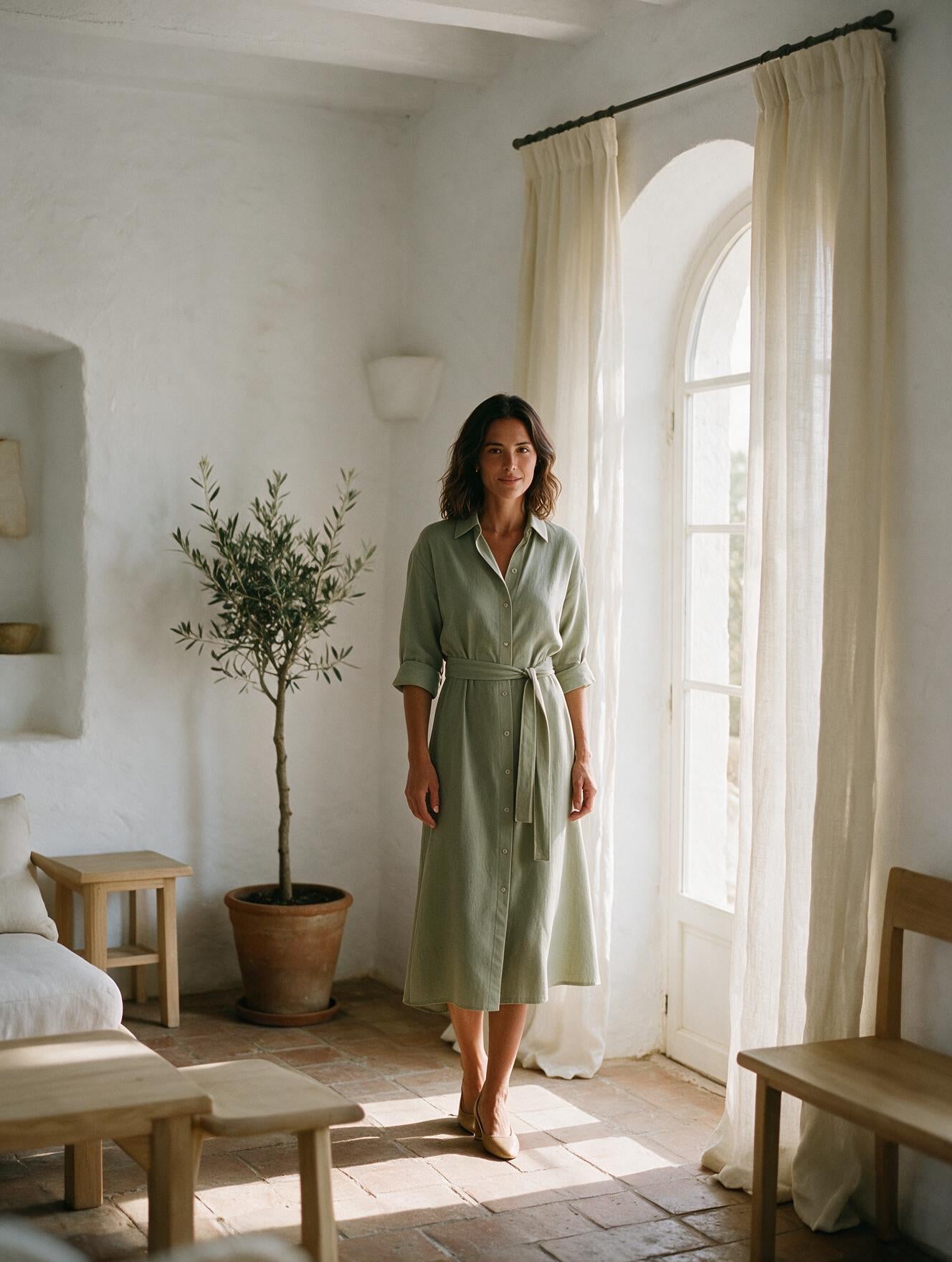 Ibiza · Vestido Camisero Salvia