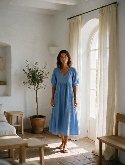 Sefi · Vestido Midi de Verano — Azul celeste