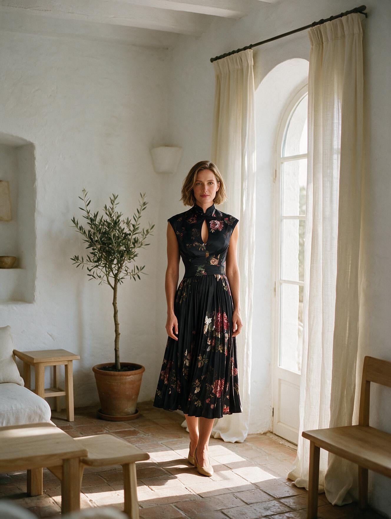 Violette · Vestido Midi de Satén Plisado