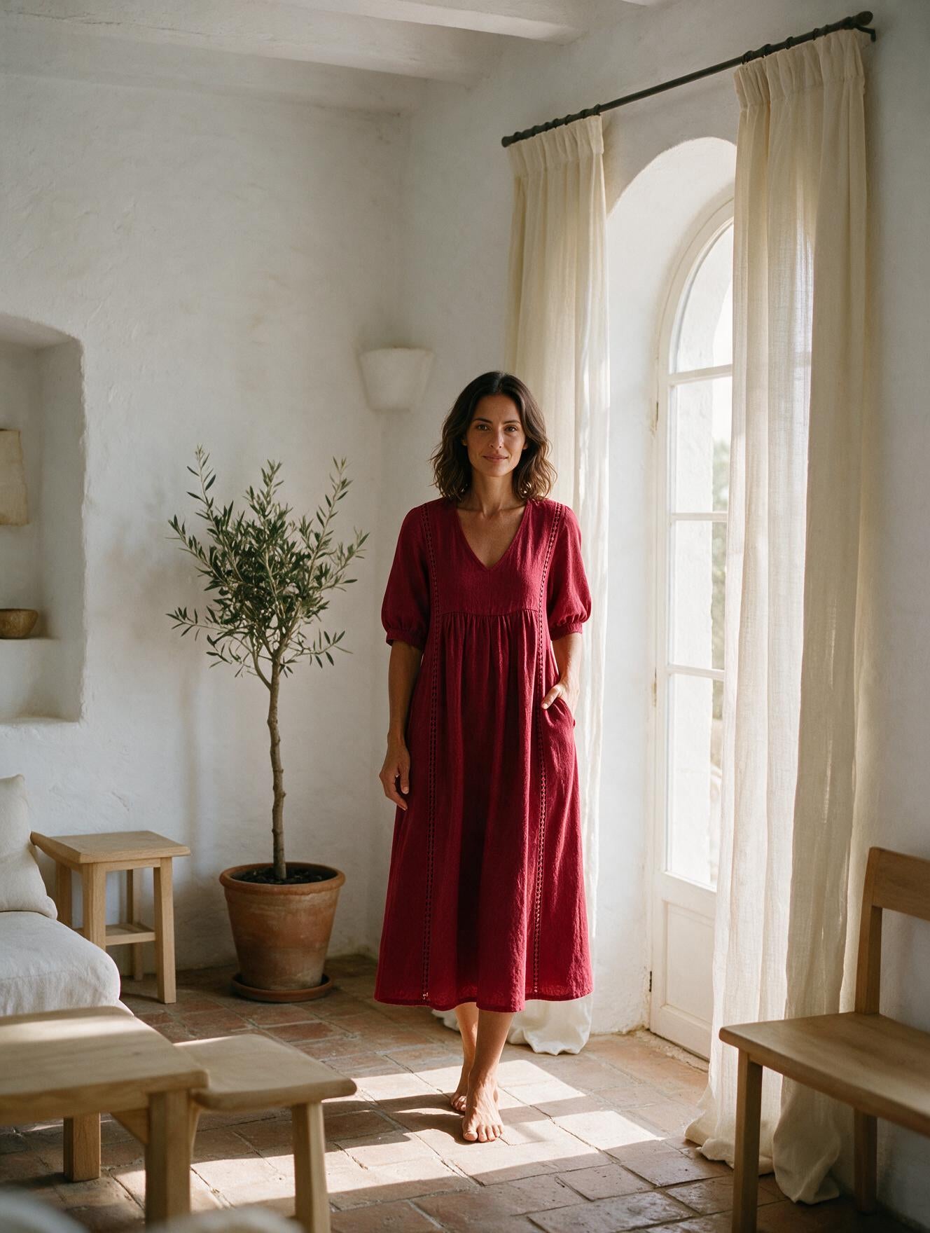 Sefi · Vestido Midi de Verano — Rojo