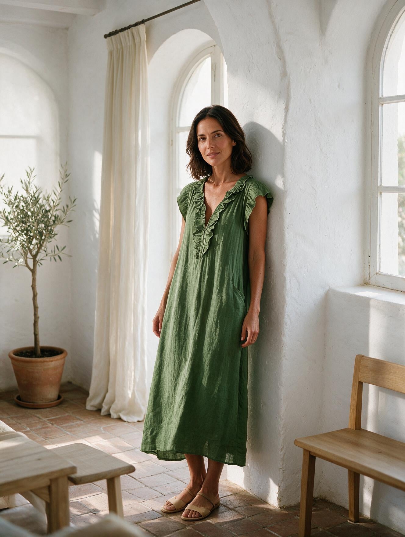 Camelia · Vestido Largo Bohemio — Verde