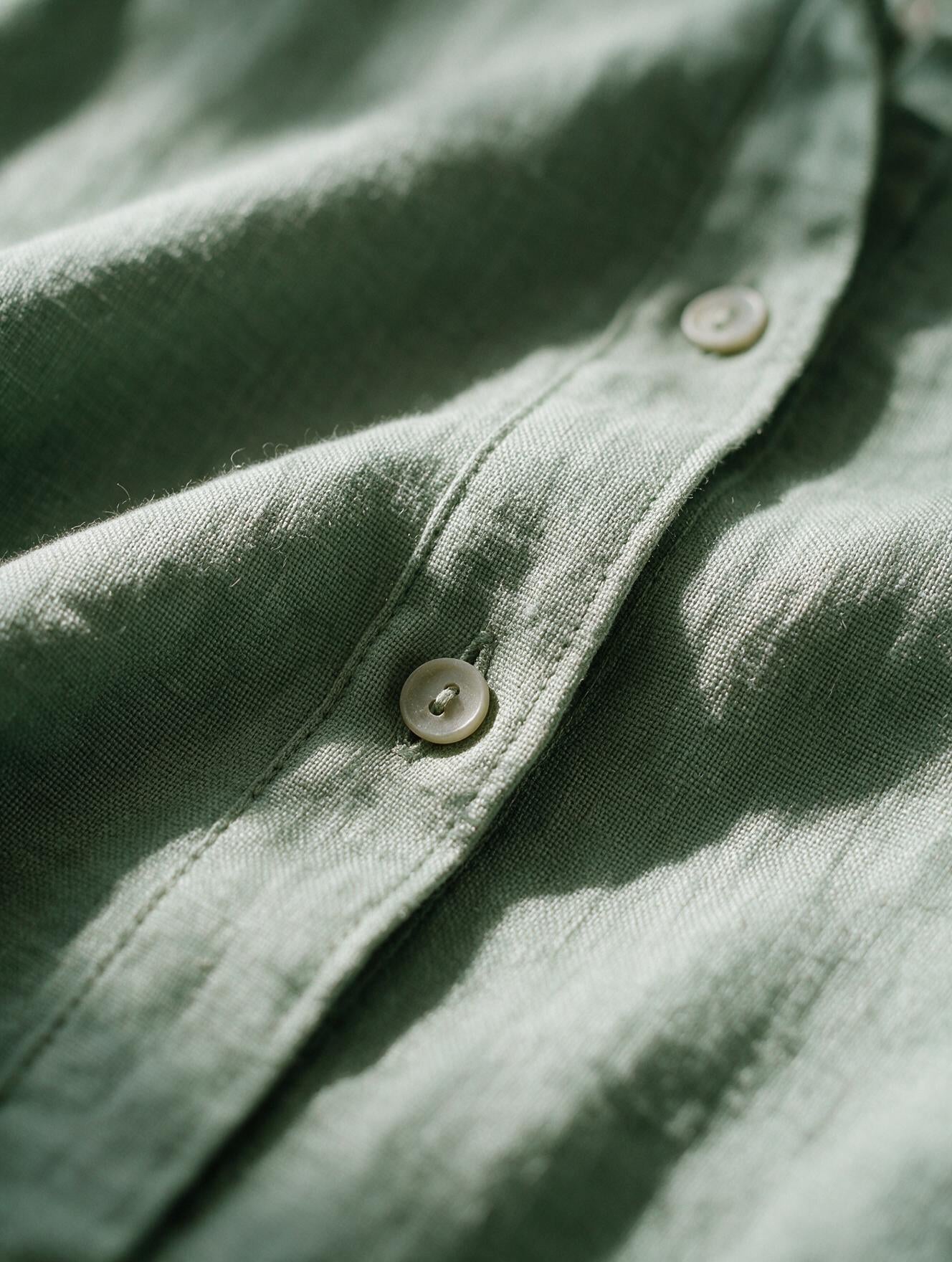 Ibiza · Vestido Camisero Salvia — detalle de tejido
