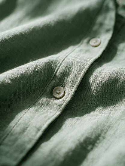 Ibiza · Vestido Camisero Salvia — detalle de tejido