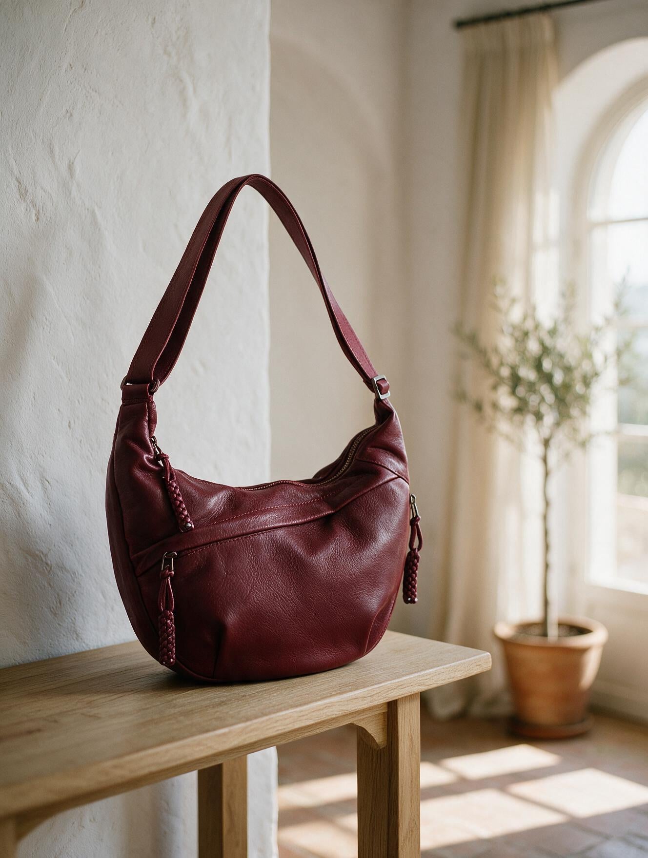 Rosa · Bolso de Hombro Burdeos