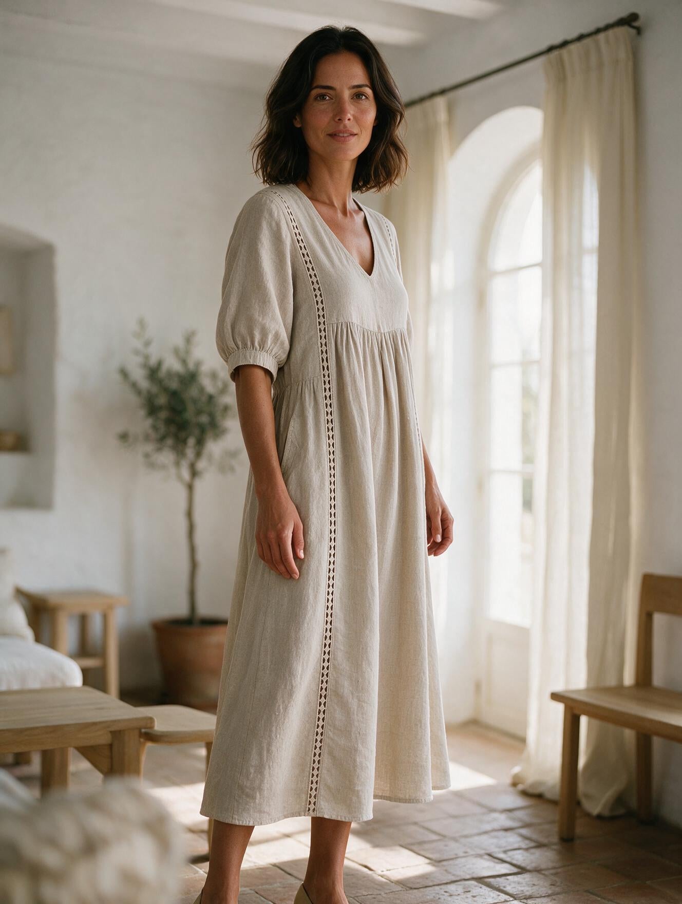 Sefi · Vestido Midi de Verano — Beige