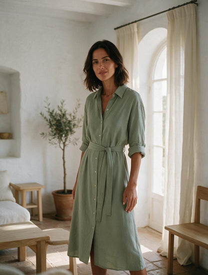 Ibiza · Vestido Camisero Salvia
