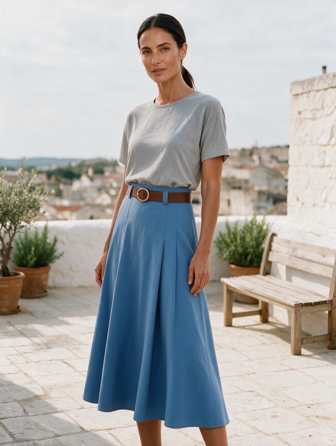Zephyra · Falda Midi — Azul