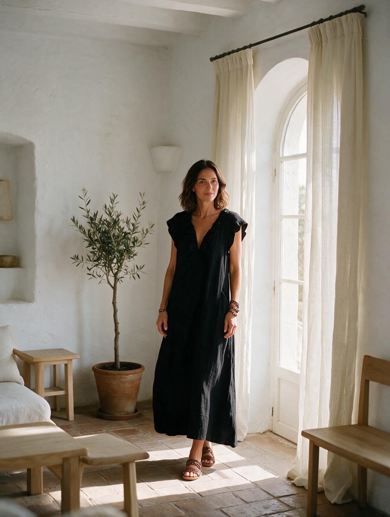 Camelia · Vestido Largo Bohemio — Negro