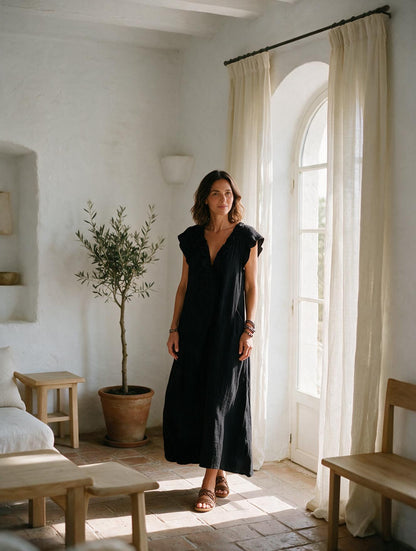 Camelia · Vestido Largo Bohemio — Negro