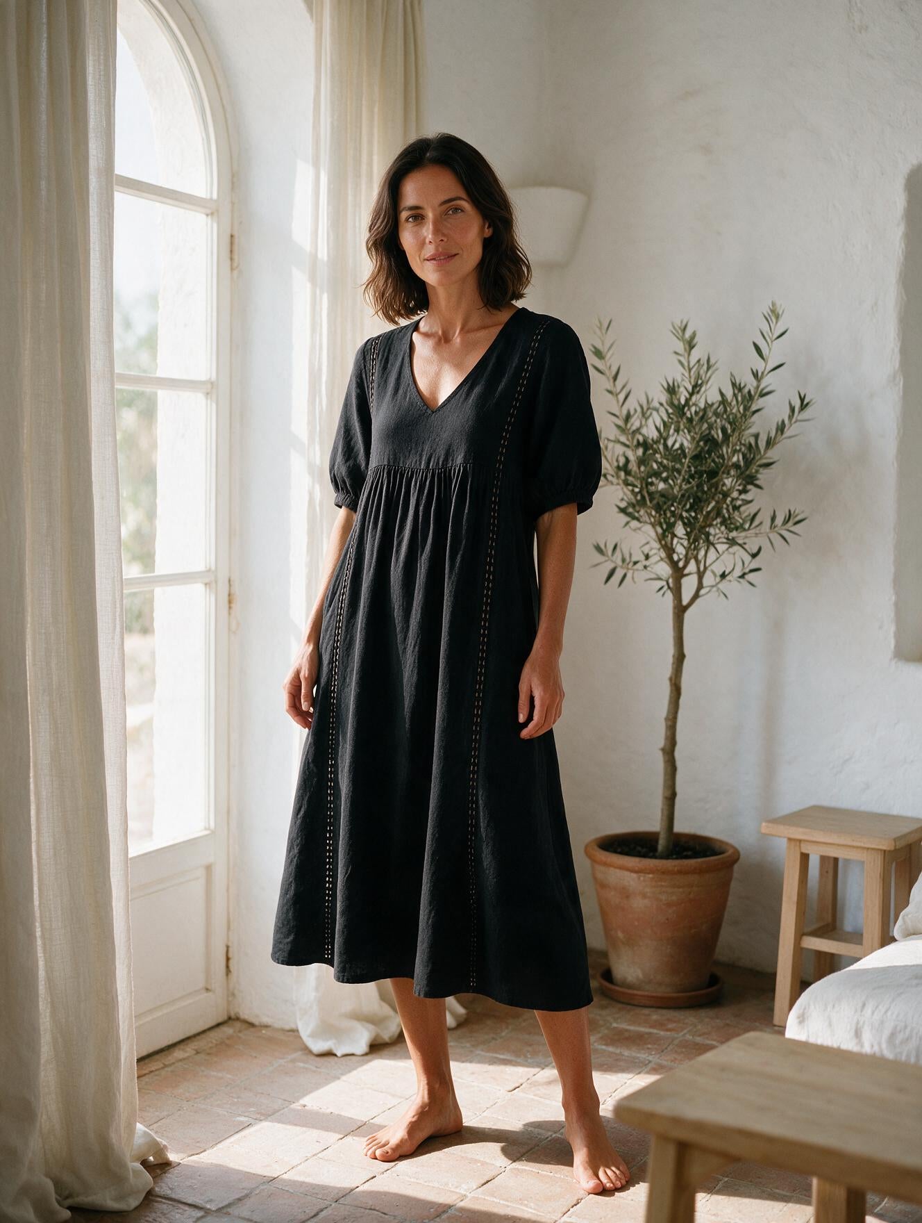 Sefi · Vestido Midi de Verano — Negro