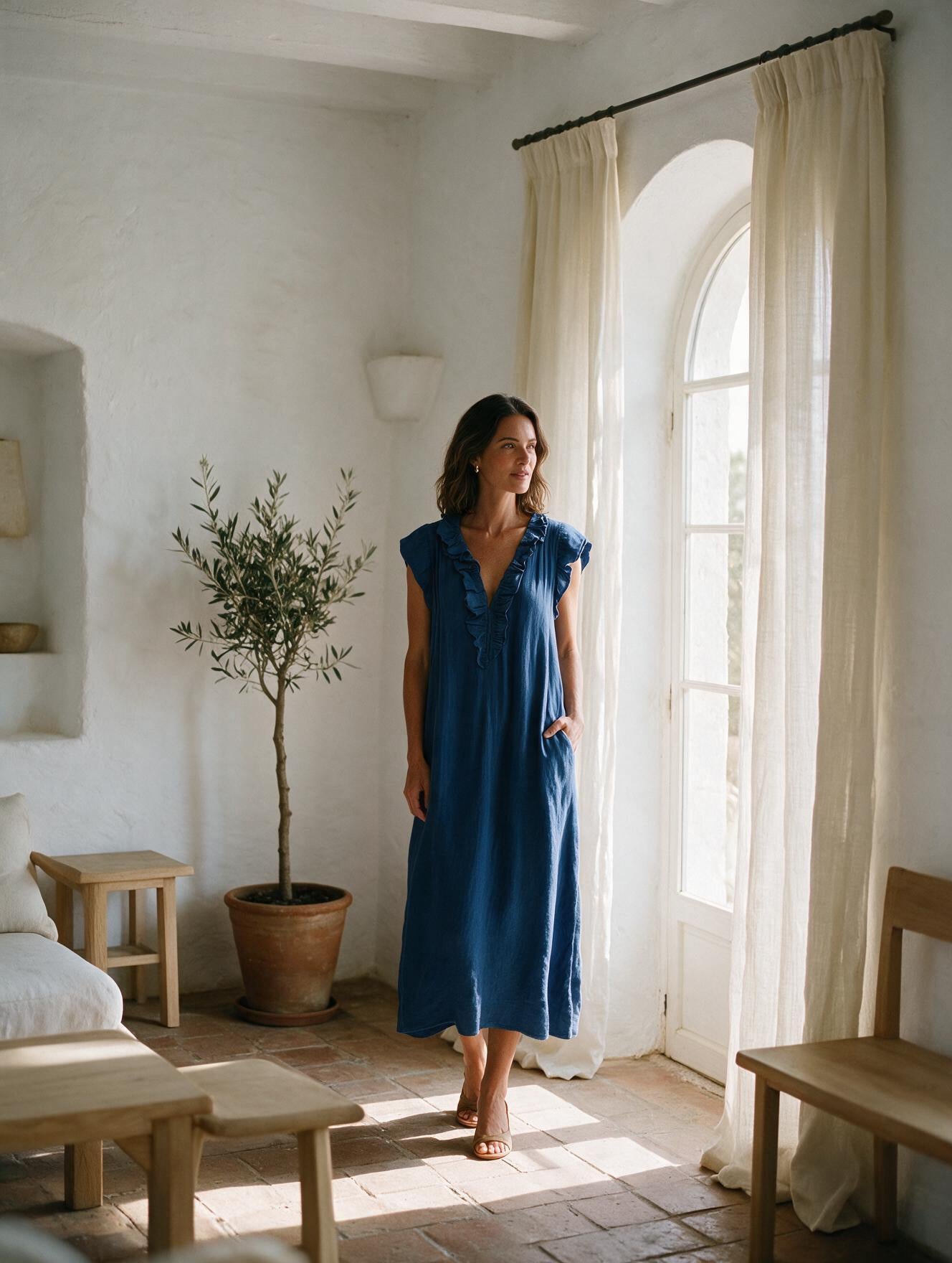 Camelia · Vestido Largo Bohemio — Azul