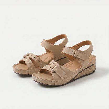 Sandy · Sandalias de Cuña Confort — Beige