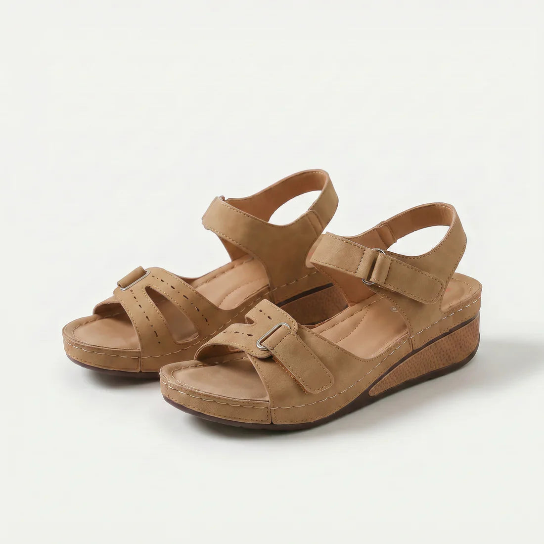 Sandy · Sandalias de Cuña Confort — Marrón