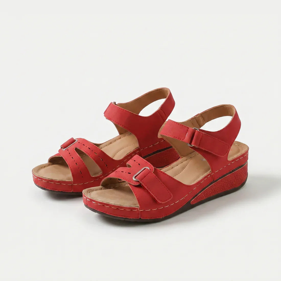 Sandy · Sandalias de Cuña Confort — Rojo