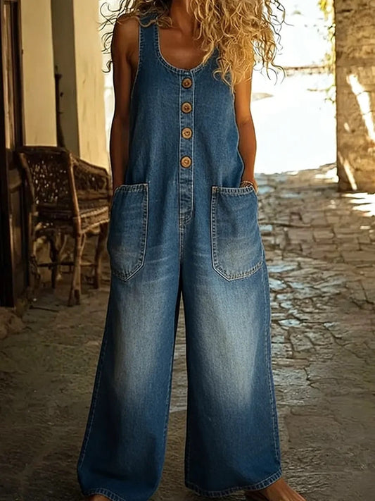 Ruth™ | Peto de denim de algodón lavado vintage