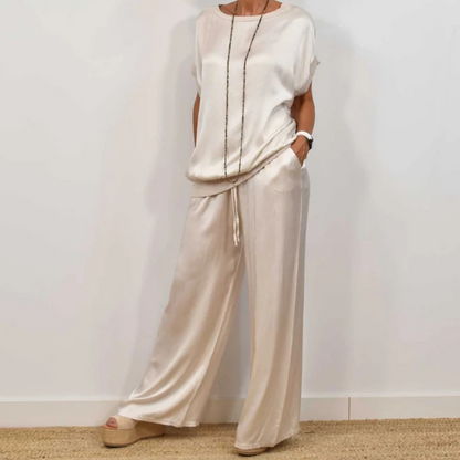 Rita · Conjunto de blusa y pantalón de seda