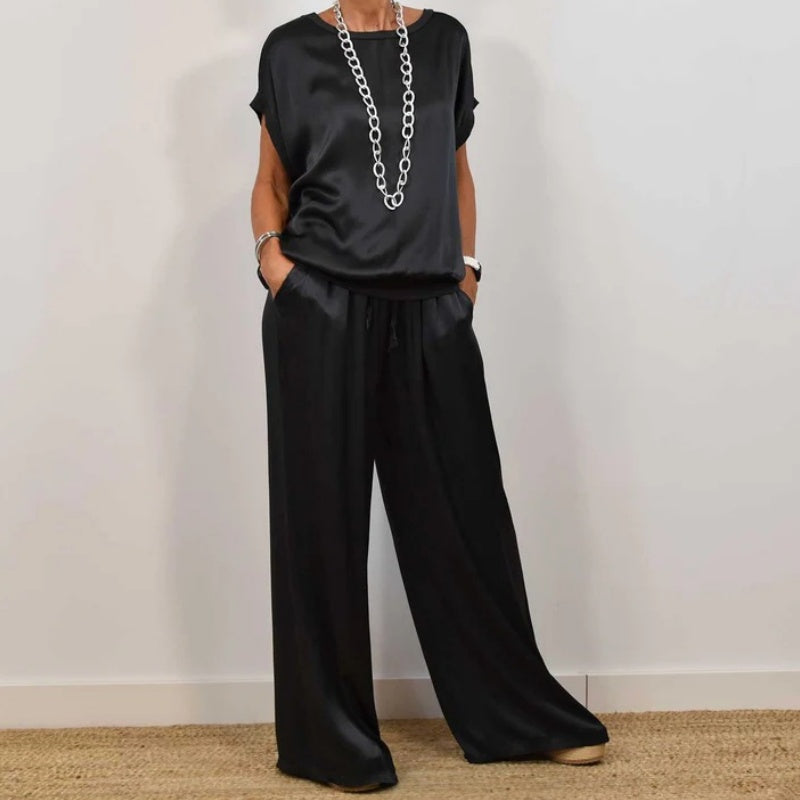 Rita · Conjunto de blusa y pantalón de seda